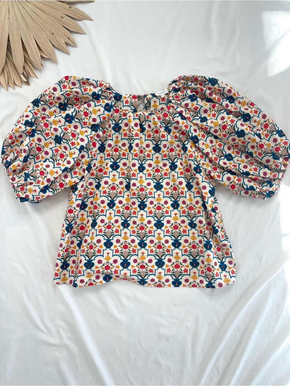 RHODE Multicolor Floral Puff-Sleeve Cotton Top
